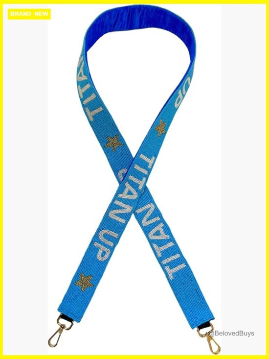 Other - Light Blue Beaded Purse Strap with Gold Clasps, 49" Adjustable